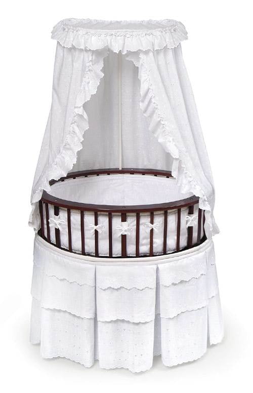 Badger Basket Cherry Elite Oval Bassinet W White Eyelet Bedding Com - White Eyelet Bedding Badger Basket Cherry Elite Oval Bassinet W White Eyelet Bedding Com - White Eyelet Bedding