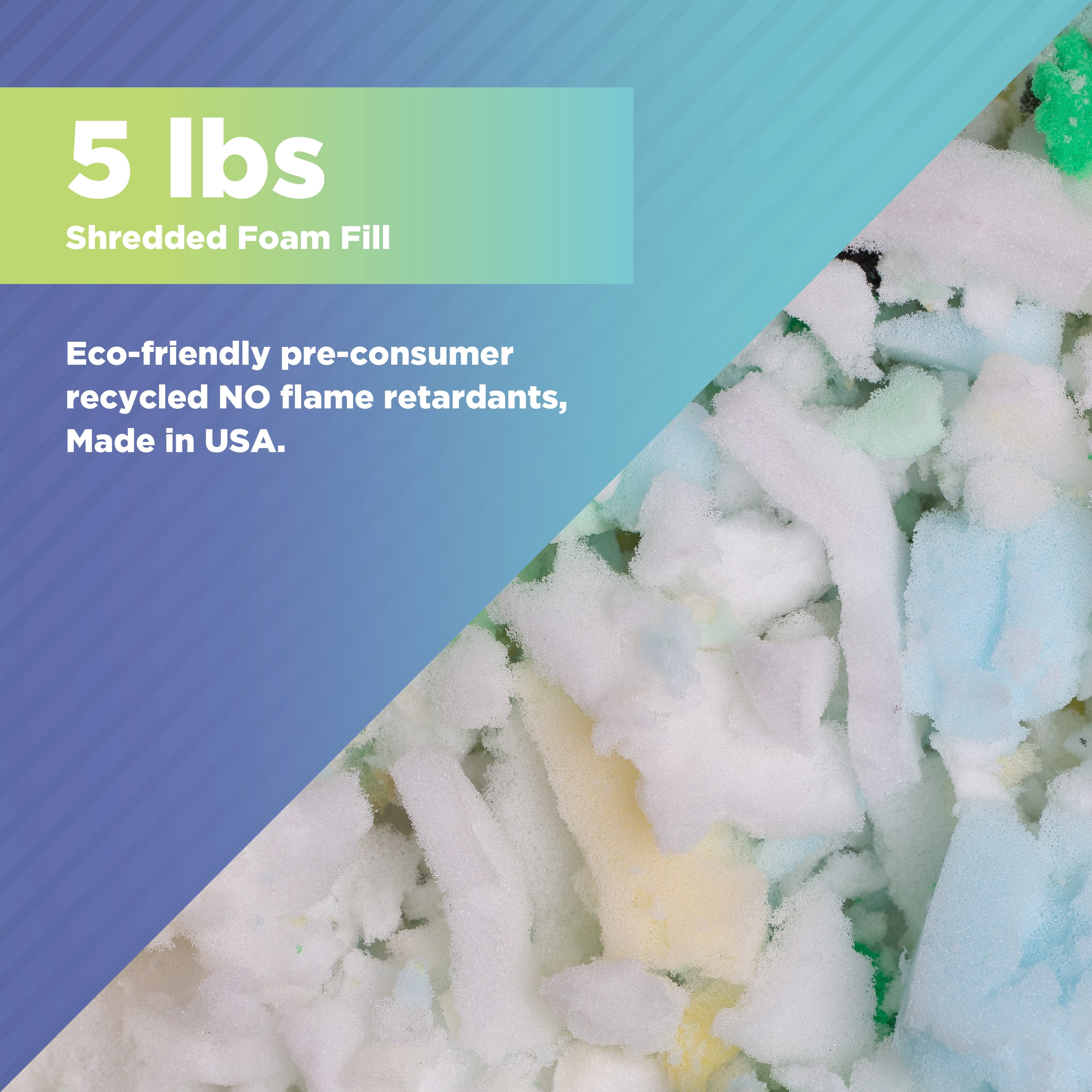 Shredded Foam Filling Made from Recycled Materials – Long Lasting Shredded Bean Bag Filler Foam - Lightweight Moldable Foam Filling - 5 lbs