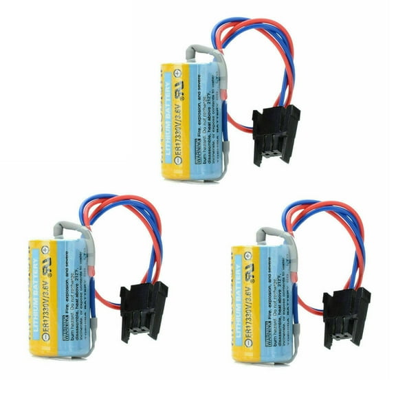 3PCS A6BAT-MRBAT Battery 3.6V 1700mAh A6BAT ER17330V Replacement Lithium Industrial Battery with Plug