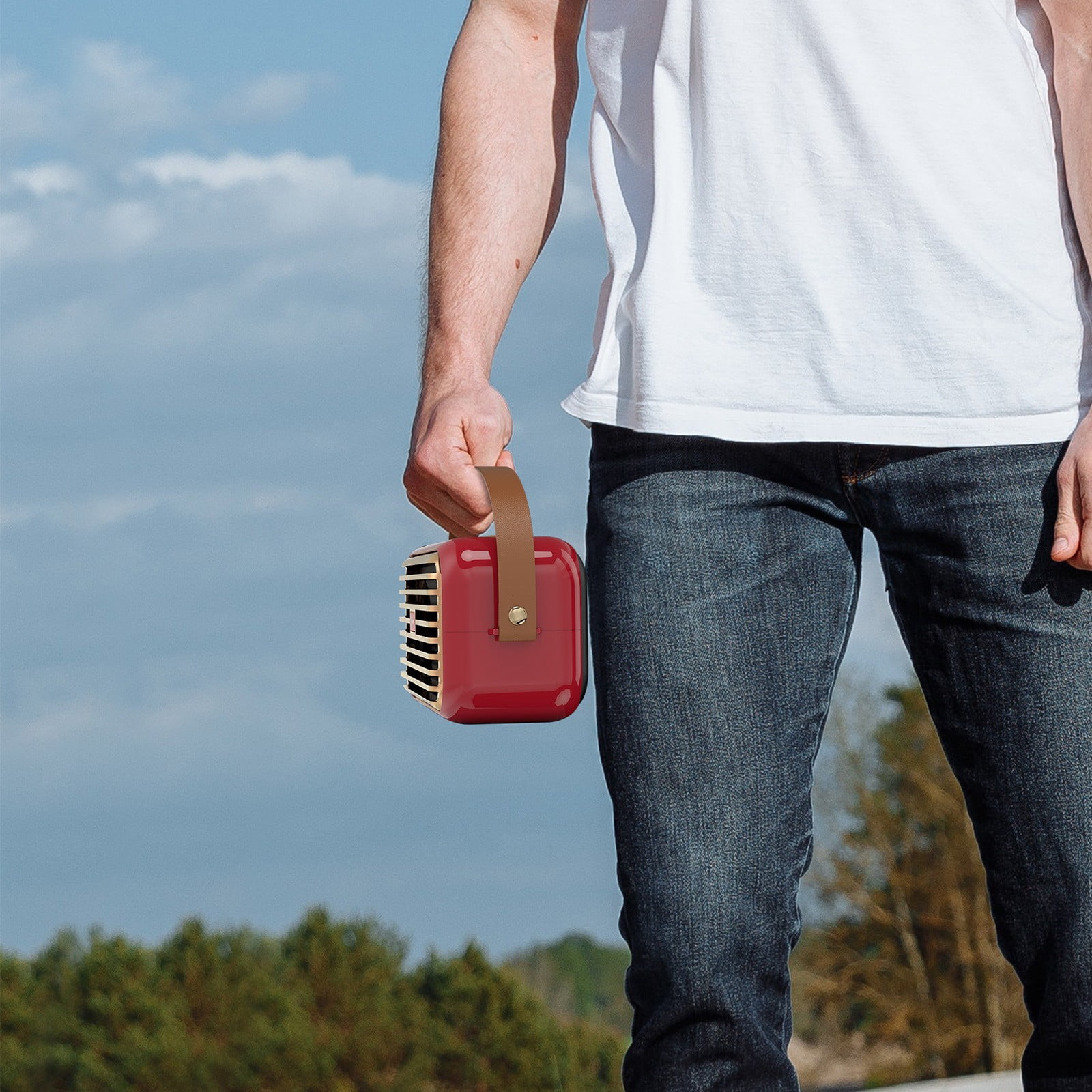 LACKUST Bluetooth Speaker Outdoor Portable Bluetooth Stereo Radio Wireless Handheld Support,Red