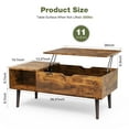 thumbnail image 4 of EDX Modern Lift Top Coffee Table with Hidden Storage Compartments, Adjustable Shelves for Living Room, Small Spaces, Rustic Brown, 4 of 10