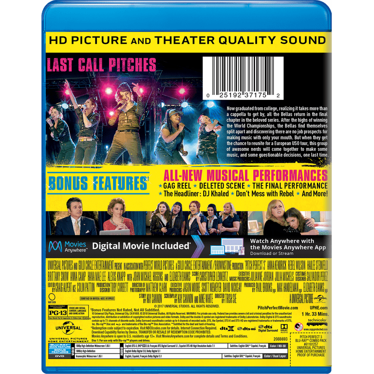 Pitch Perfect 3 (Blu-ray + DVD) - Walmart.com
