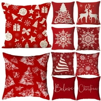 Dmlowu Christmas Pillow Covers 18x18, Red Merry Christmas Pillow Covers for Couch, Extra Soft Warm Throw Pillow Covers for Holiady Party Christmas Decorations