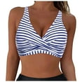 thumbnail image 2 of EWASWON Blue Striped Plus Size Bikini Set, Cross-Back Adjustable Straps and 4-Way Stretch,Blue,Size 2XL, 2 of 4