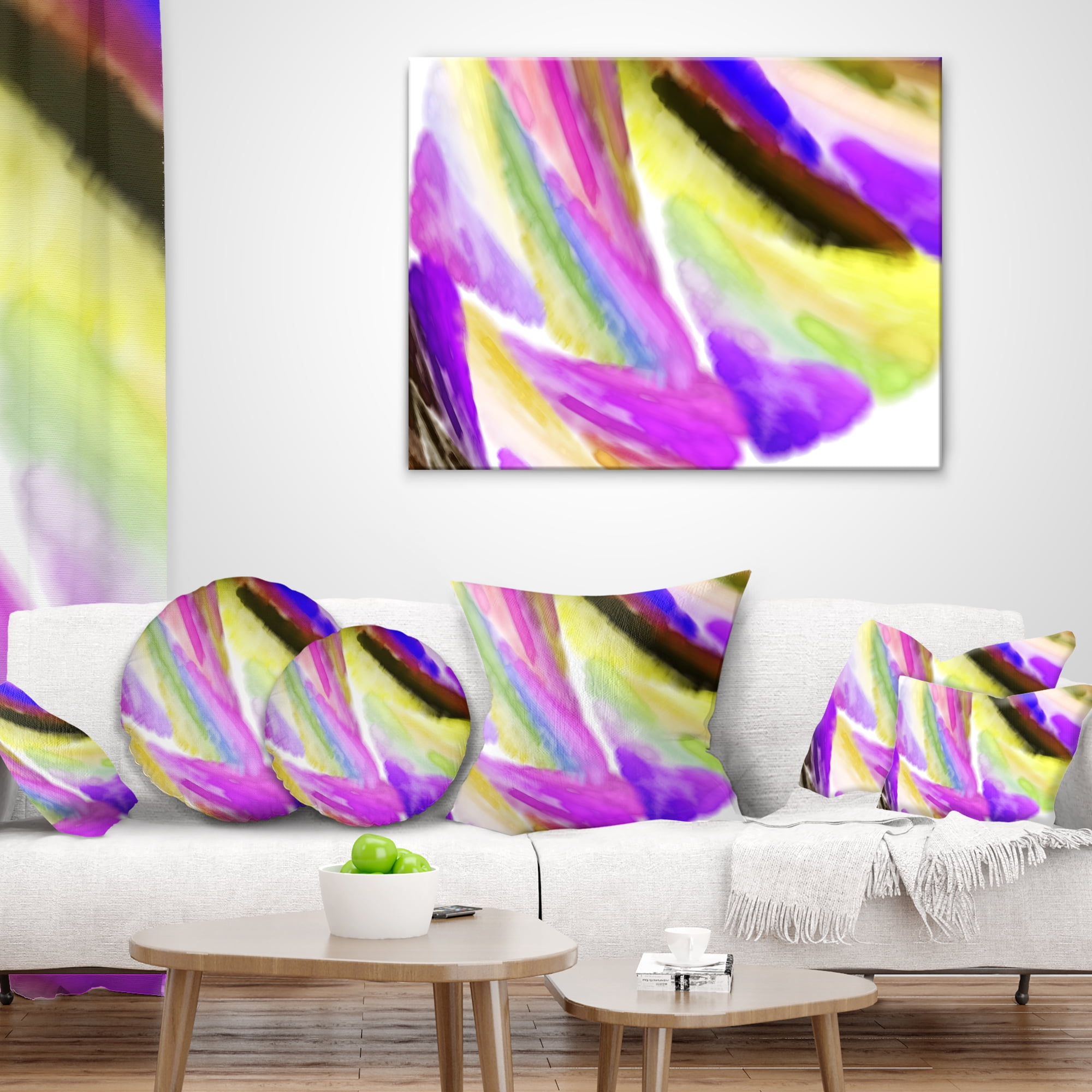 Designart Purple Vibrant Brushstrokes - Abstract Throw Pillow - 12x20
