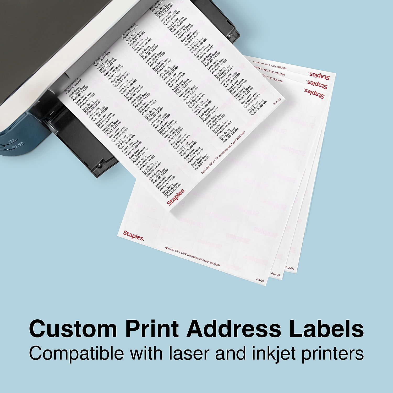 Staples Laser/Inkjet Address Labels 1/2" x 1 3/4" Clear 80 Labels/Sheet 573947