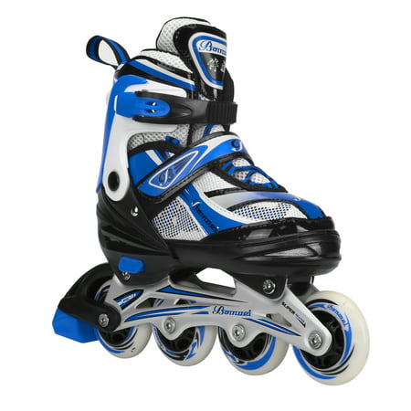 Roller Blades for Kids Girls Boys Adjustable Inline Skates Light Up Blue Size