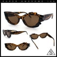thumbnail image 2 of Womens Cat Eye Asymmetrical Rock Candy Crystal Runway Plastic Sunglasses Tortoise - Brown, 2 of 7