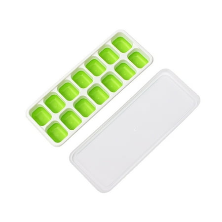 

14 Holes Silicone Ice Cube Tray Ices Maker Mold Trays Containers with Cover