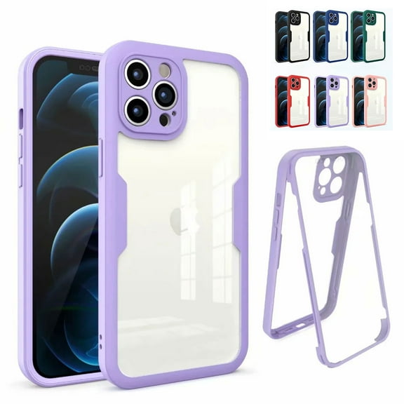 Allytech iPhone 12 Pro Max Case 2020 6.7 inch, [Built-in Screen Protector] Full Coverage Lightweight Impact Resistant Rugged Defense Hard Back Clear Case for iPhone 12 Pro Max(2020, 6.7"), Purple