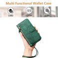 thumbnail image 2 of Funda para Oneplus Nord 2T con cremallera tipo cartera, tarjetero, marco de fotos, soporte y cordón, de piel sintética. verde, 2 of 5
