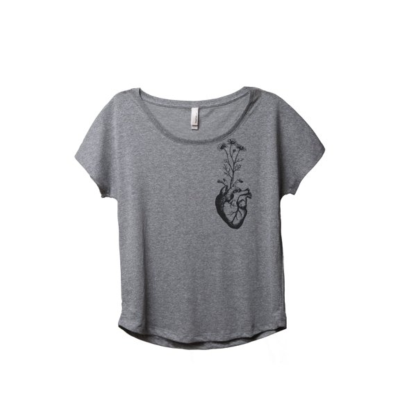 Thread Tank Daisy Heart Anatomy Women's Relaxed Slouchy Dolman T-Shirt Tee Heather Grey Small