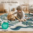 thumbnail image 4 of ODIKA 6'x9' Green Blue Tropical Botanical Leaves Washable Area Rug Modern Scandinavian Style Foliage Motifs Non-Slip, Chair-Friendly, for Dining Room, Under Table, Office Décor, 4 of 7