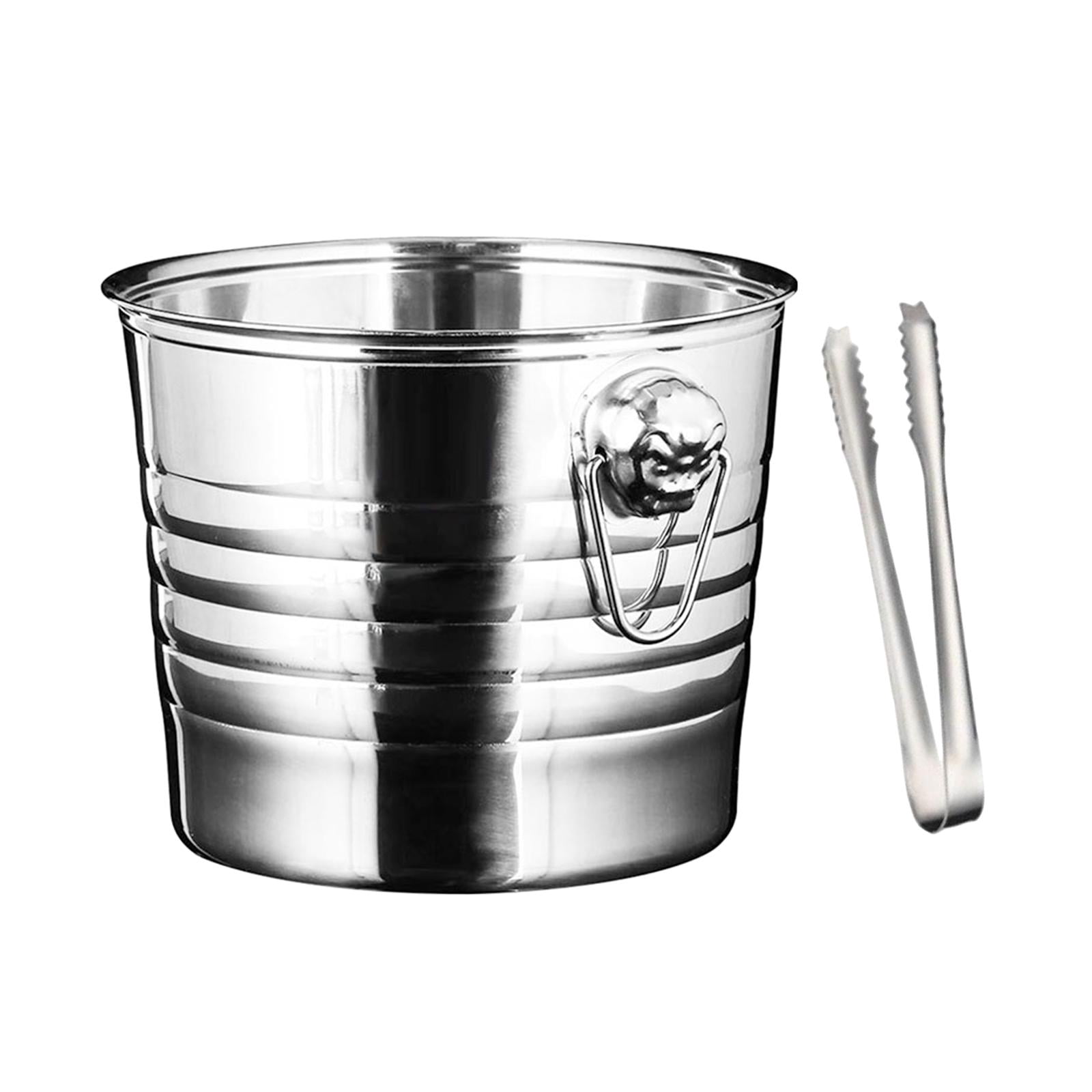 Stainless Steel Ice Bucket Ice with Clamp Comfortable Carry Handle Fashionable Appearance Durable Ice Cube Container for Dining Room 7L
