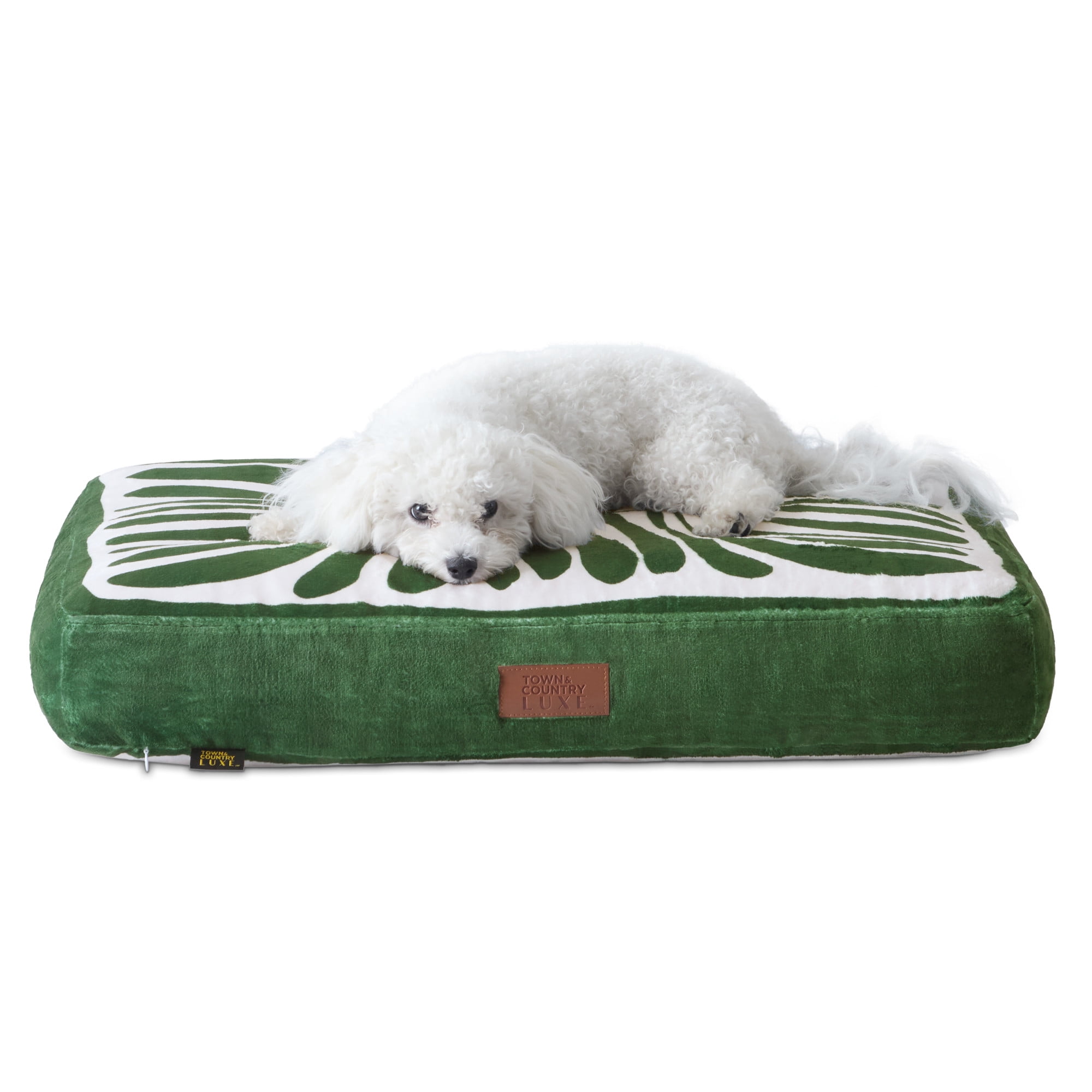 TOWN & COUNTRY LUXE CuddleTown Matisse Everwash® Pillow Pet Bed, Water Repellent Floor Pillow, Machine Washable Cover, Soft & Calming, Green, Small 28"x22"x4"