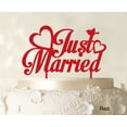 thumbnail image 1 of Just Married Wedding Cake Topper Custom Name Cake Topper Color Option Available 5-7 Inches Wide, 1 of 1