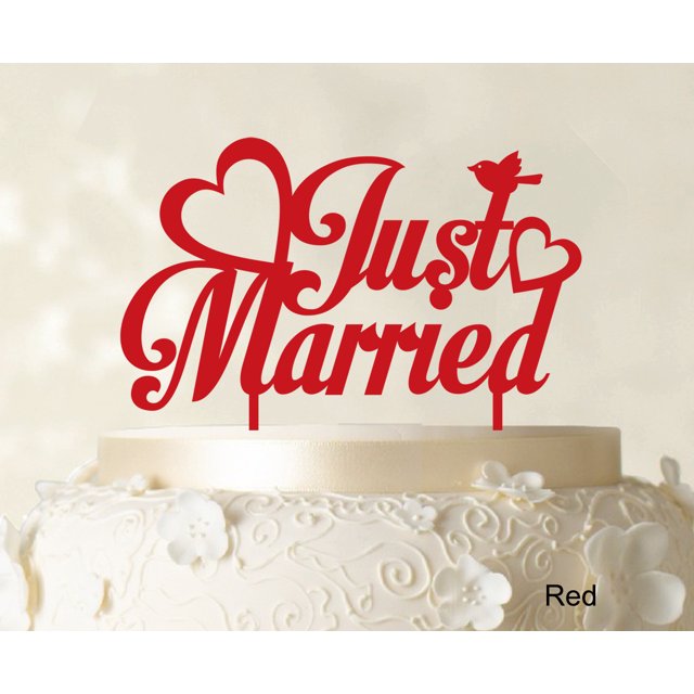 Just Married Wedding Cake Topper Custom Name Cake Topper Color Option Available 5-7 Inches Wide