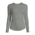 thumbnail image 5 of No Boundaries Women's Juniors Ribbed Crewneck Tee with Long Sleeves, Sizes XS-XXXL, 5 of 5