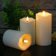 thumbnail image 5 of Flameless Candles Led Battery Operated - with Remote Control Timer Flickering Flame White Pillar Candle Lights - Set of 3 Unscented 4" 5" 6", 5 of 8