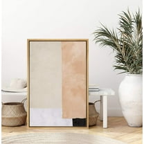 IDEA4WALL Framed Canvas Art Wall Decor Black, White, Coral and Biege Color Block Abstract Brushstroke Oil Painting Minimalism Decorative Elements for Dorm Home Office - 24"x36"
