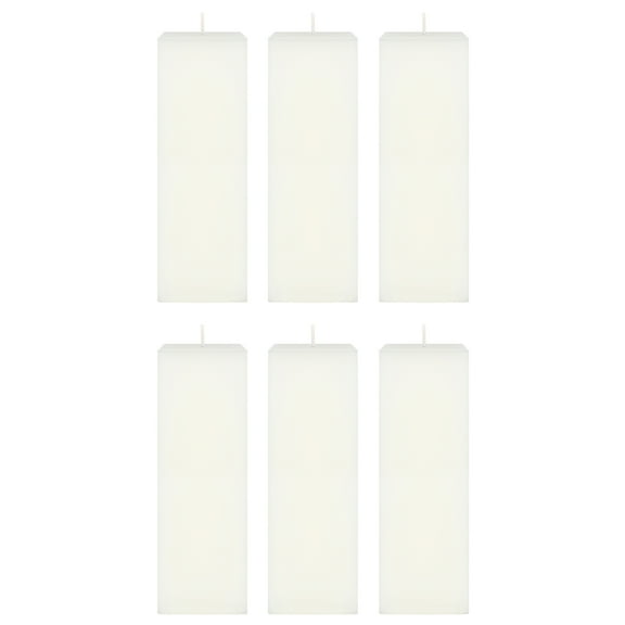 Mega Candles 6 pcs Unscented White Square Pillar Candle, Hand Poured Premium Wax Candles 3 Inch x 9 Inch, Home Décor, Wedding Receptions, Baby Showers, Birthdays, Celebrations, Party Favors & More