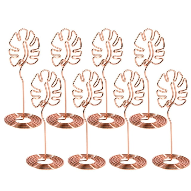 8Pcs Fashion Metal Electroplating Monstera Holder Desktop Decoration Gift Scratch Signature(Rosy Golden)