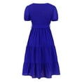 thumbnail image 4 of Women's Flowy Casual Mini Dresses Summer Smocked V Neck Flutter Sleeve Ruffle Dress, 4 of 8