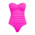 thumbnail image 3 of Ticikt Women Tummy Control 1 Piece Swimsuits Strapless Bandeau Bathing Suits Slim Fit Halter Swimwear,Color:Hot Pink,Size:S, 3 of 4