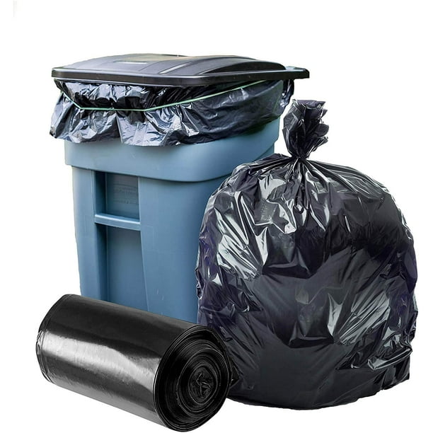 Plasticplace 65 Gallon Trash Bags, 1.5 Mil, Black Heavy Duty Garbage ...