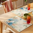 thumbnail image 4 of Beige Beach Coastal Placemats Set of 8 Summer Nautical Coral Shell Botanical Place Mats Indoor Wipeable Table Mats Washable Dining Table Placemats for Kitchen Holiday Party Home Decor 13x19 Inch, 4 of 9