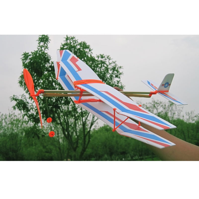 Rubber Band Powered Glider Biplane Assemble Aircraft Plane Kid Education ToY P1 