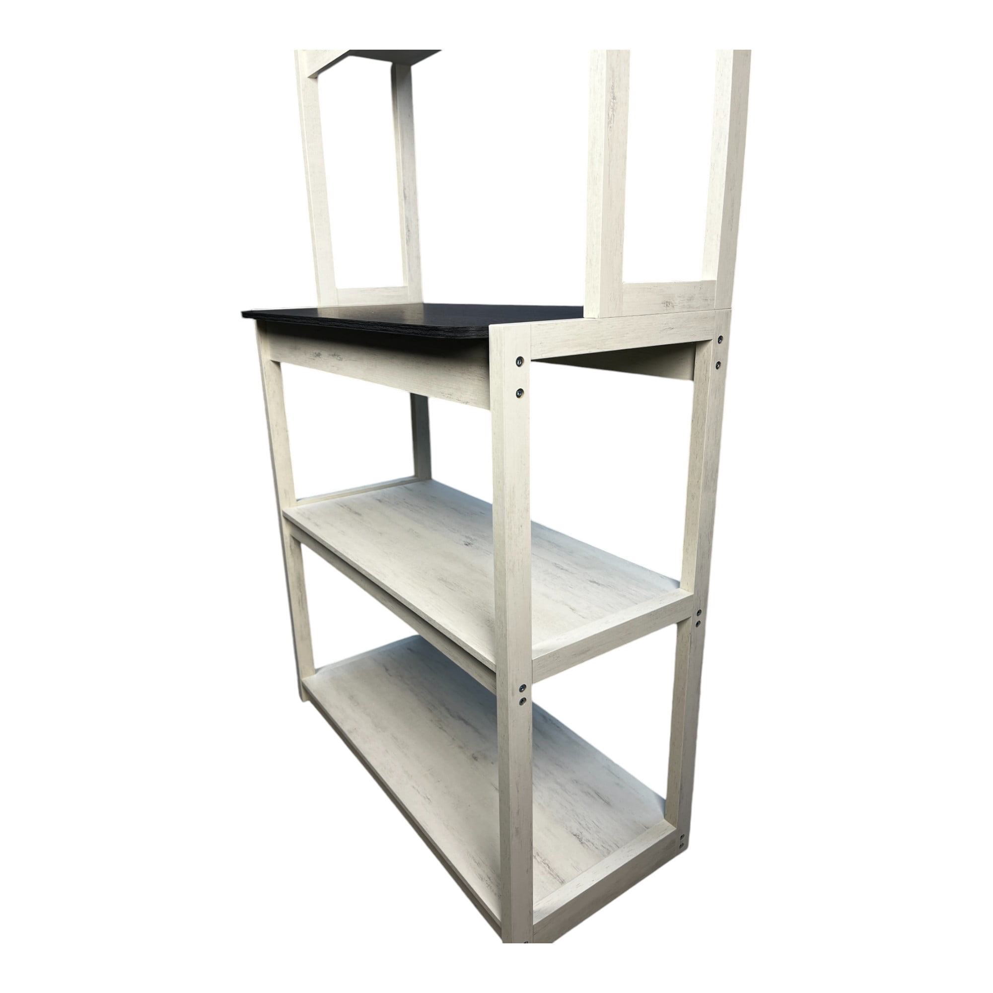 5-Tier Bakers Rack, Kitchen Storage Shelf and Microwave Stand with Coffee Bar, Particle Board Organizer for Pantry, 31.50 Inch, White and Black