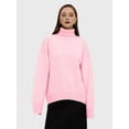 thumbnail image 2 of Women'S Sweater Fall Winter Chunky Knitted Pullover Ribbing Hem Trendy Basic Jumper Top Pink M, 2 of 6
