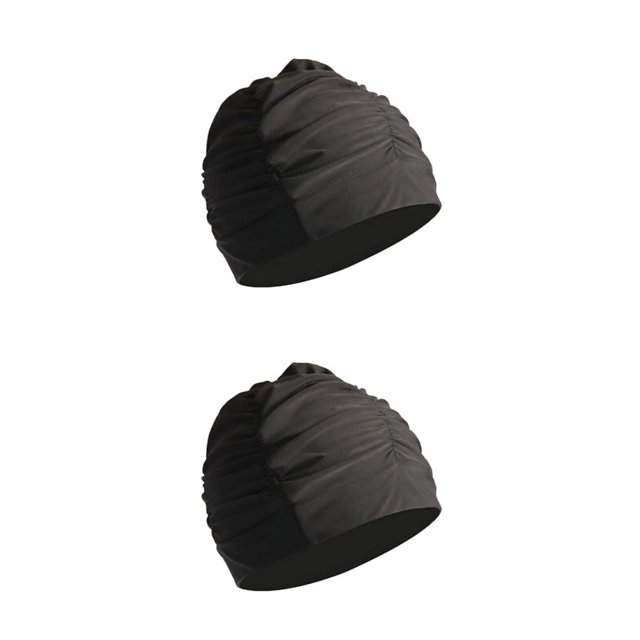 Eigraketly Gorro de natación de moda de nylon - Amplia aplicación para todas las edades Gorro de natación elástico Gorro de piscina negro negro 2Conjunto