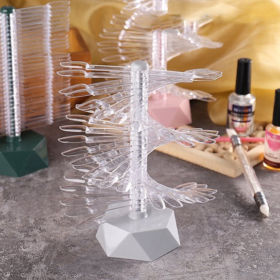 opvise 1 Set Nail Display Stand Reusable DIY Lightweight Spiral False Nails Display Shelf Practice Tool Household Supplies