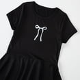 thumbnail image 6 of SONXAHE Dress for Toddler Girl Short Sleeve Round Neck Pleated Dresses Solid Summer Soft Leisure Swing Dress Black, 6 of 8
