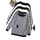thumbnail image 2 of 2022 Otoño Invierno manga larga jersey a rayas suéter de mujer suéteres de punto cuello redondo Tops coreano Pull Femme Jumper mujer blanco Tan Jianjun  unisex, 2 of 2