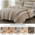 thumbnail image 5 of Chezmoi Collection Avery Striped Cotton Quilt Set King Size, 3-Piece Soft Pre-Washed 100% Cotton Quilt, Multi-Color Brown, 5 of 9