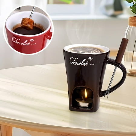 

Simplmasygenix Chocolate Fondue Mug Chocolate Melting Mug Personal Fondue Mugs Set of 2 | Ceramic Mugs for Chocolate or Cheese Mini Ceramic Fondue Mugs Gift Set
