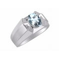 thumbnail image 3 of RYLOS Men's Rings 14K White Gold Rings Classic Designer  9X7MM Oval Gemstone &  Diamond Ring Aquamarine March Birthstone Ring Size 13, 3 of 7