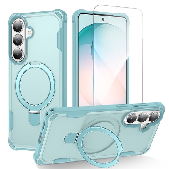 Ruged Magnetic Case for Samsung Galaxy S26 with Screen Protector, Hybrid TPU PC Bumper Cover Support Magsafe & Car Mount Heavy Duty Shockproof Phone Case for Galaxy S26 Plus 6.7", Blue