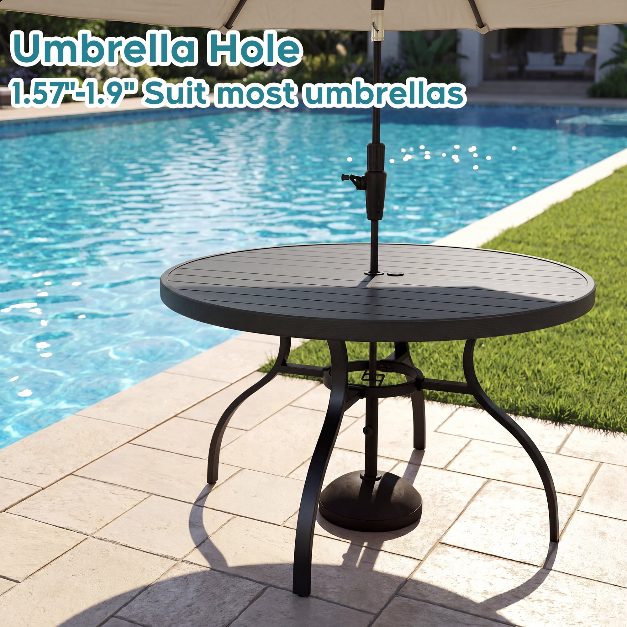 Oudoor Indoor Dinning Round Table Black