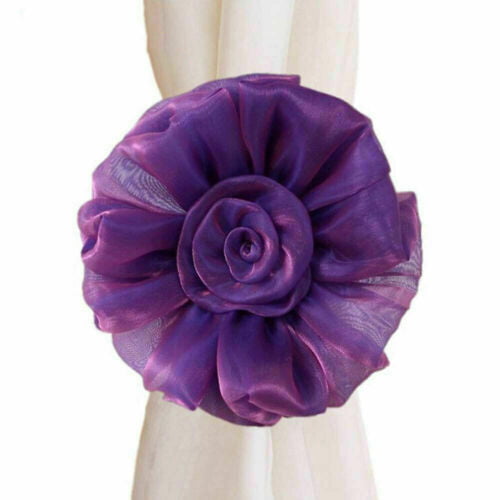 2Pcs Window Curtain Tieback Clip-on Rose Flower Tie Holder Drape Decor Exquisite 