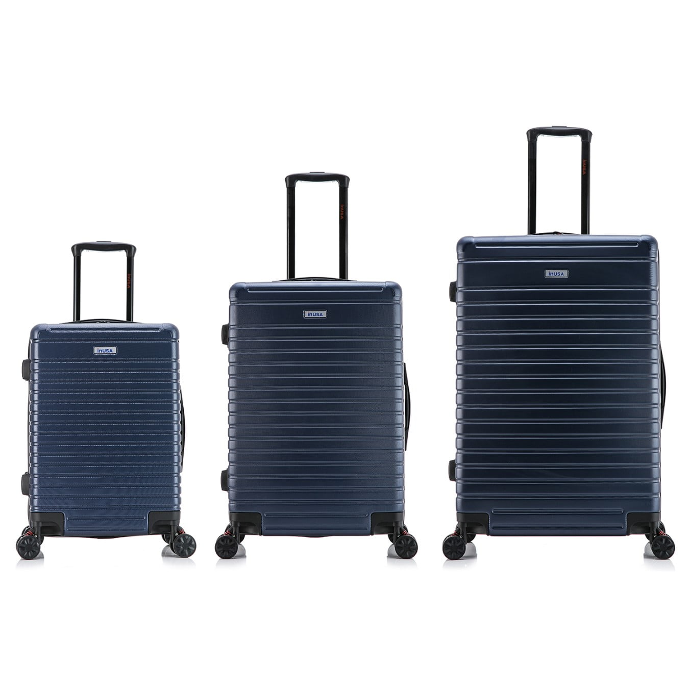 InUSA Deep 3-Piece Hardside Luggage Sets with Spinner Wheels, Handle, Trolley, (20"/24"/28"), Blue