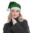thumbnail image 5 of Fuzoiu Buffalo Plaid Green Black Print Santa Hat Christmas Hat for Adults,Santa Hats with Pompom, Unisex Xmas Holiday Hat for Christmas New Year Festive Party Supplies, 5 of 6