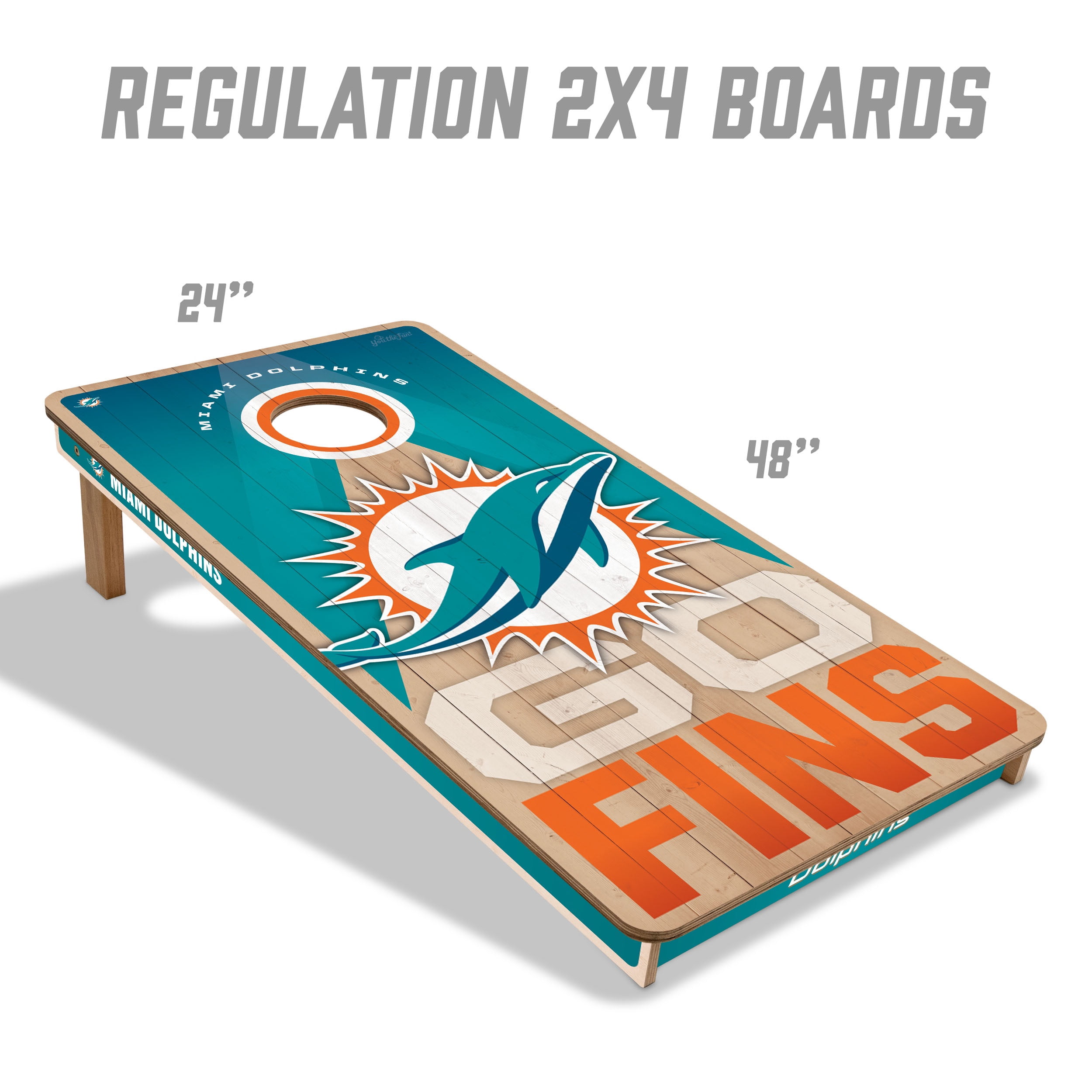 YouTheFan NFL Miami Dolphins 2x4 Slogan Series Cornhole