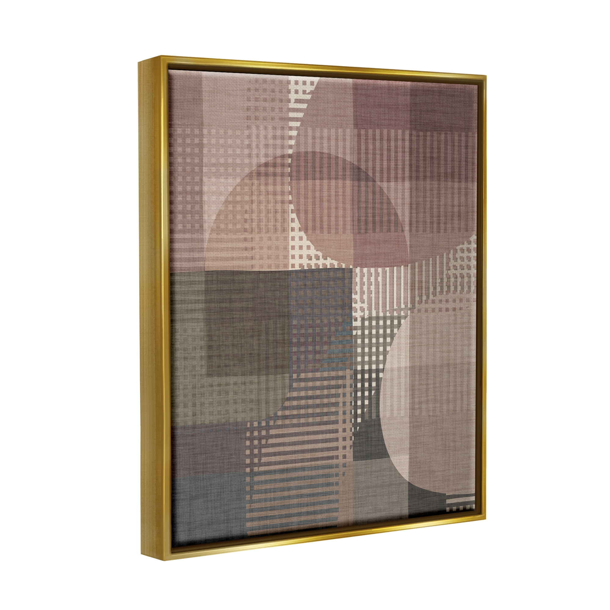 Stupell Industries Patterned Earth Tone Shapes Abstract Painting Gold Floater Framed Canvas Art Print Wall Art, 25 x 31