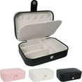 thumbnail image 1 of HLONK Jewelry Box  Small Portable Travel Case  2 Layers Organizer Display Storage Holder Box for Rings  Earrings  Necklaces  Bracelets (White), 1 of 7