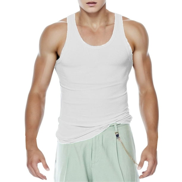 Mens Vest Adult Male V Neck T Shirt Mens Summer Stretch Tight Solid Color Sports Bodybuilding Base Vest Clothes White L Walmart