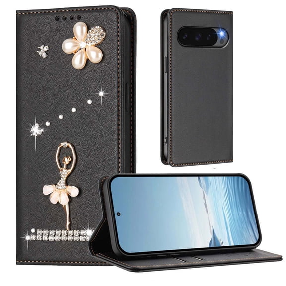 Tianyeda for Google Pixel 10PRO Case, PU Leather Wallet Case with RFID Blocking Card Holder Black